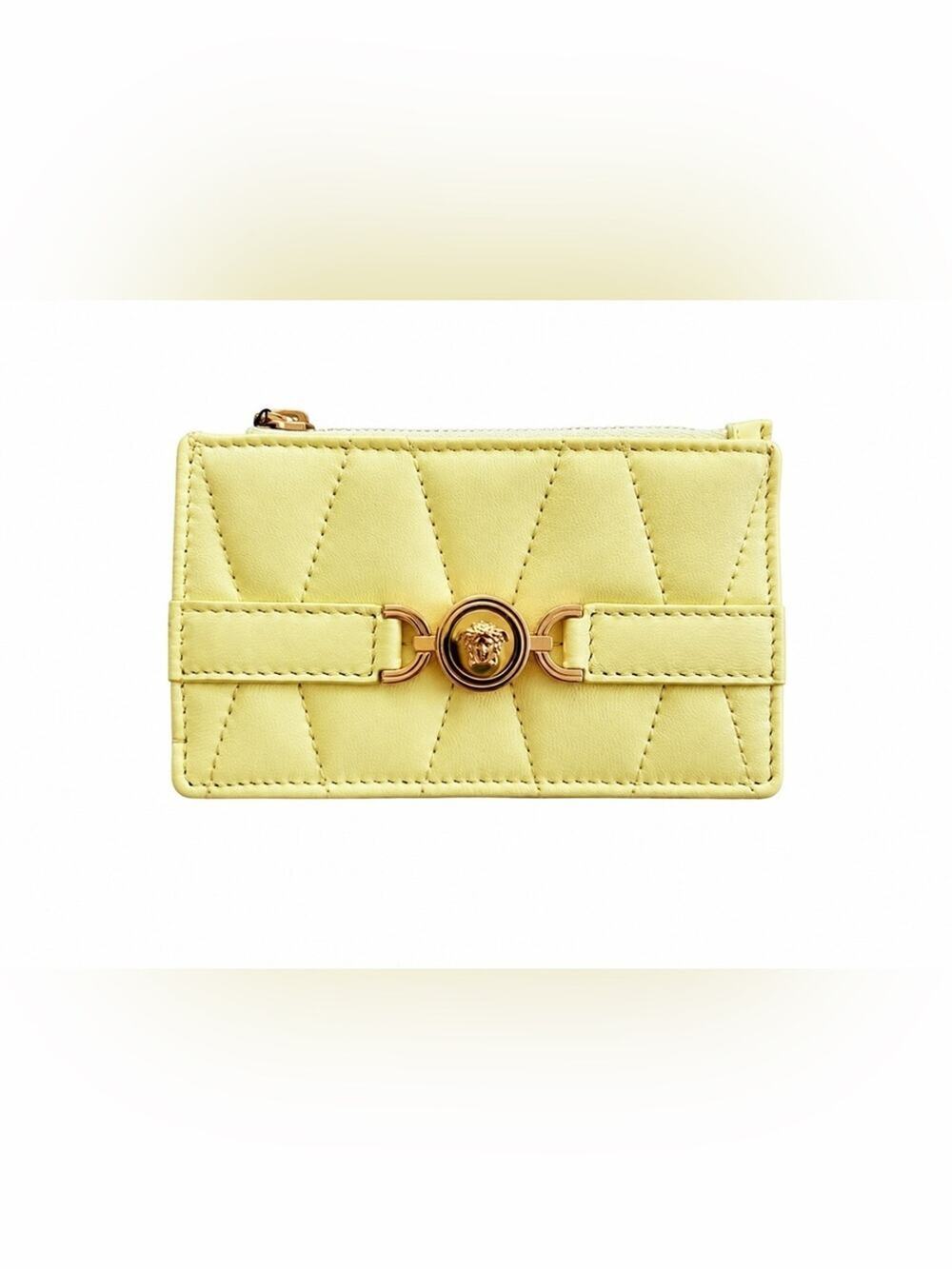 VERSACE Limited Edition Pale Yellow Medusa '95 Quilted Nappa Card Holder